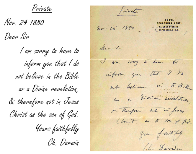 Darwin's Letter Nov 24 1880