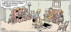 Cartoon by Rina Piccolo Book-burning Club
